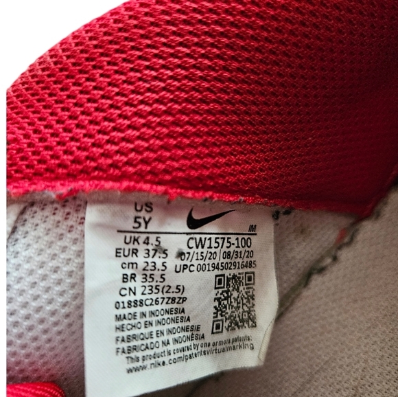 Nike Air Force 1 Youth Shoes Red and White Size 5Y - Picture 7 of 8